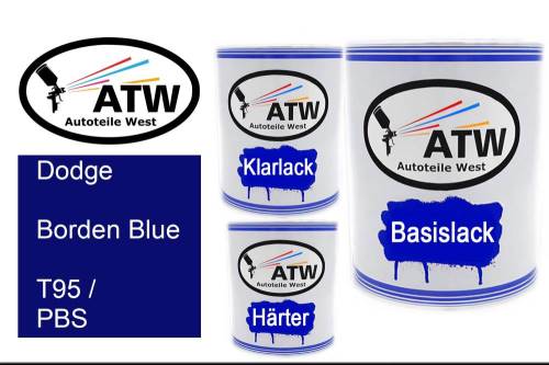 Dodge, Borden Blue, T95 / PBS: 1L Lackdose + 1L Klarlack + 500ml Härter - Set, von ATW Autoteile West.